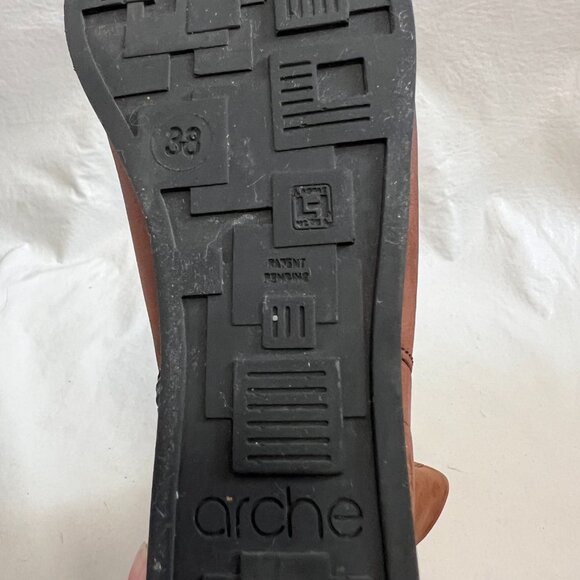 Arche boots hazelnut brown nubuck leather wedge high heel mid calf 38 7 zip up - Picture 12 of 12